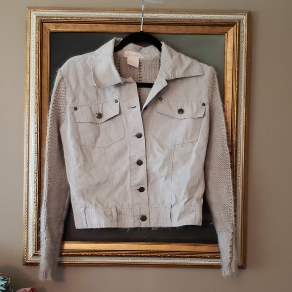 🎀Clearance🎀 DRAMA cute jacket denim knit Sweater Sleeves 1x Jrs - Picture 1 of 7